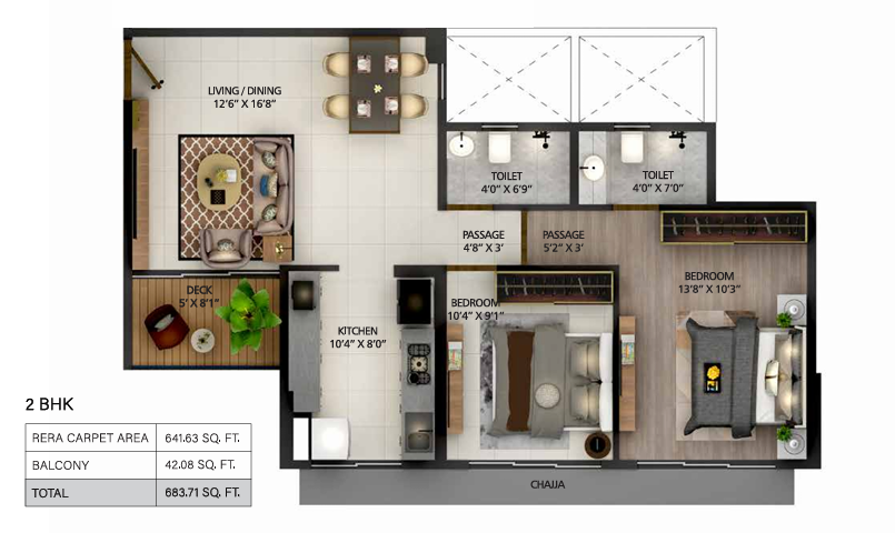 2 BHK Floor Plan